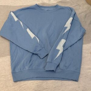Goodie Two Sleeves Lightning Bolt Crewneck Sweatshirt – XS – Baby Blue